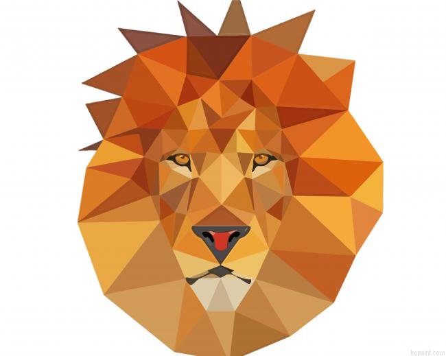 Brown Lion With Triangles Painting By Numberss.png
