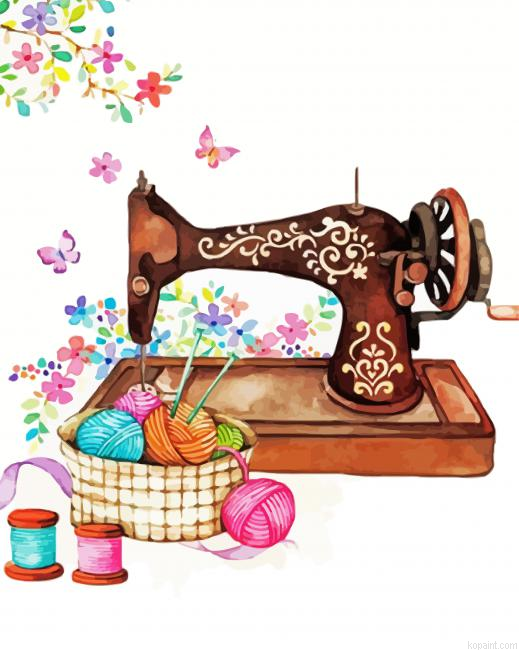 Brown Sewing Machine Painting By Numberss.png