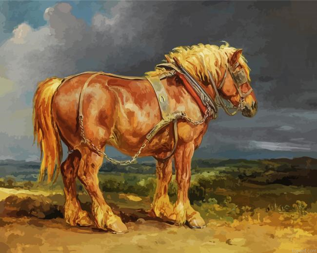 Brown Shire Horse Art Painting By Numberss.png