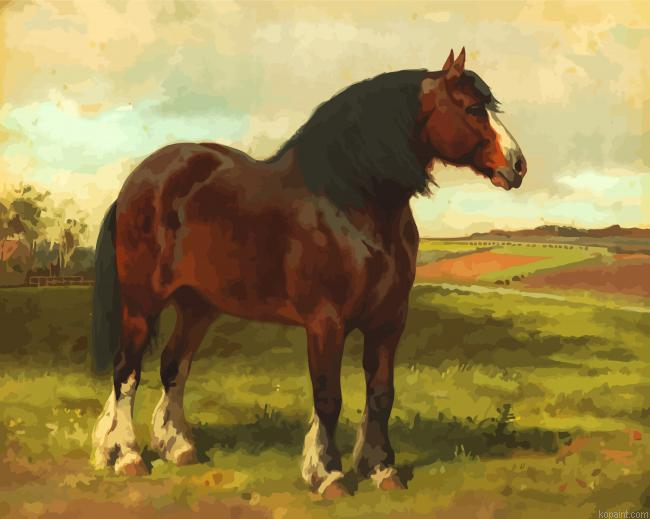 Brown Shire Horse Painting By Numberss.png
