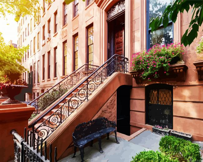 Brownstone Buildings UK Paint By Numbers
