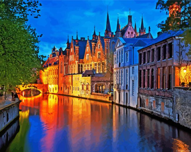 Bruges Houses At Night Paint By Numbers.png
