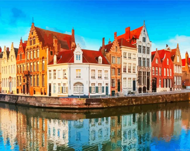 Bruges Houses Reflection Belgium Painting By Numberss.png
