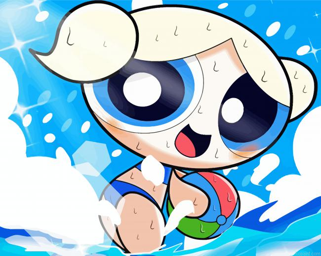 Bubbles Powerpuff Girl Cartoon Painting By Numberss.png