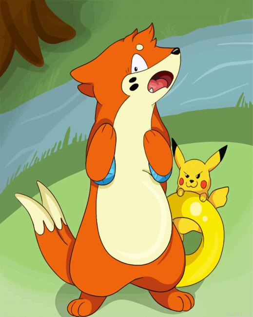 Buizel And Pikachu Paint By Numbers.png