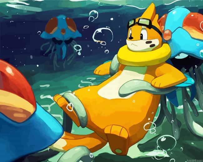 Buizel In Water Paint By Numbers.png