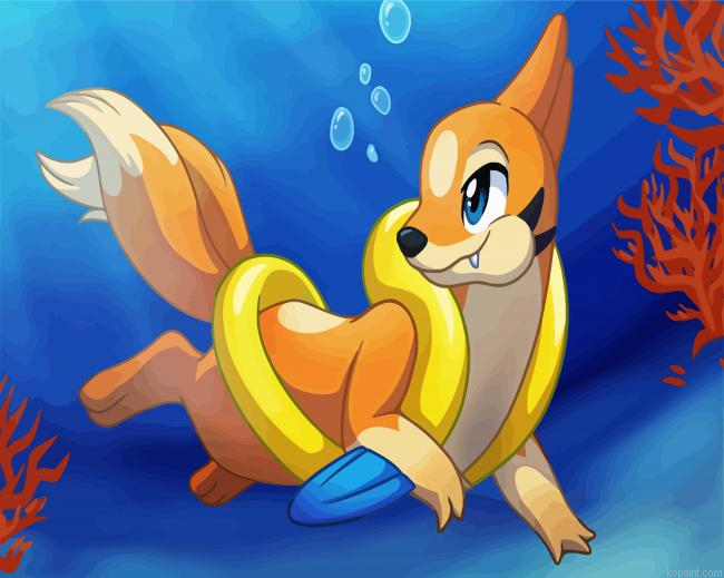Buizel Swimming Paint By Numbers.png