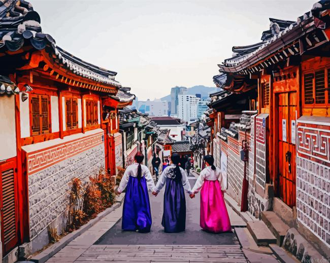 Bukchon Hanok Village Alley In Seoul Painting By Numberss.png