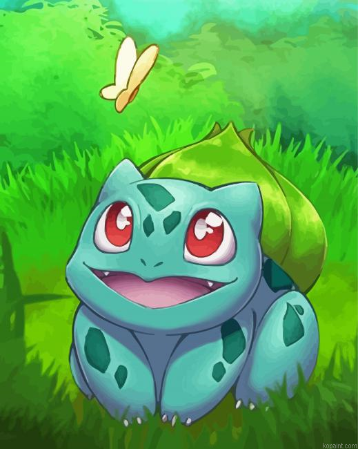 Bulbasaurs And Butterfly Painting By Numberss.png