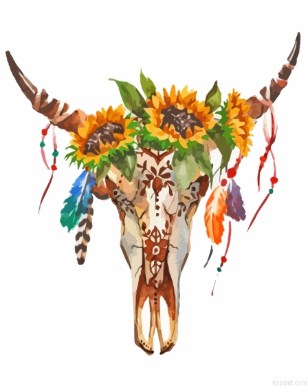 Bull With Sunflowers On Head Paint By Numbers