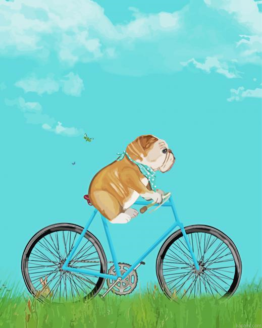 Bulldog On Bike Painting By Numberss.png