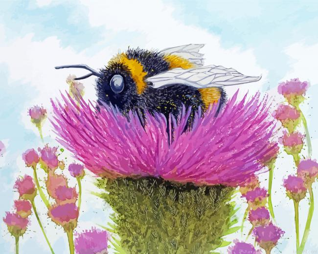Bumble Bee Thistle Art Painting By Numberss.png