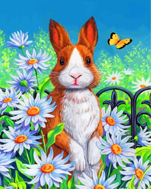 Bunny And Daisies Painting By Numberss.png