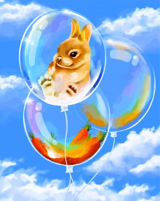 Bunny In Bubble Balloons Painting By Numberss.png