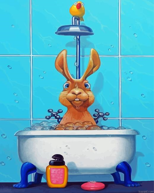 Bunny Taking A Bubble Bath Painting By Numberss.png