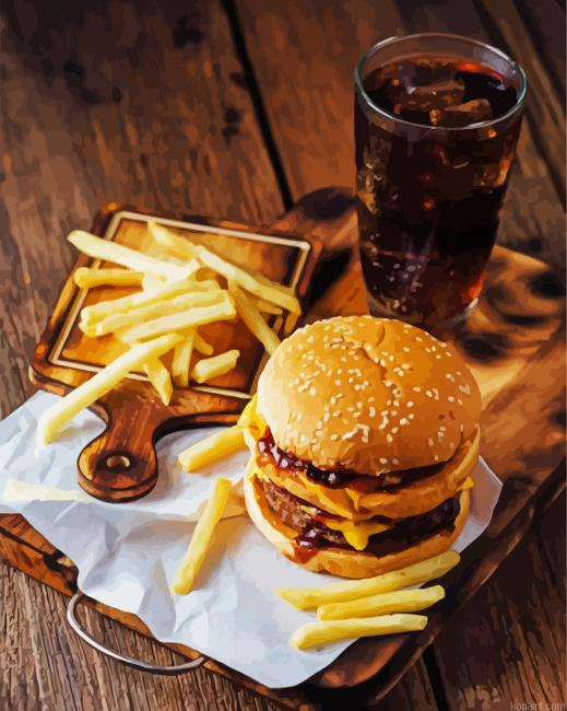 Burger And Cola Paint By Numbers