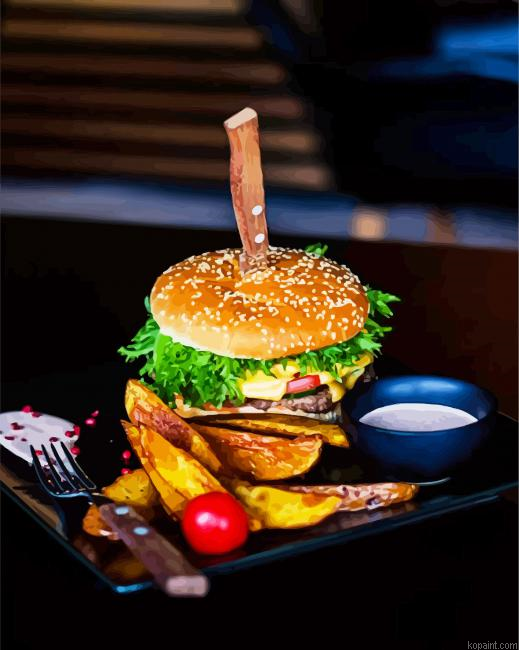 Burger Food Painting By Numberss.png
