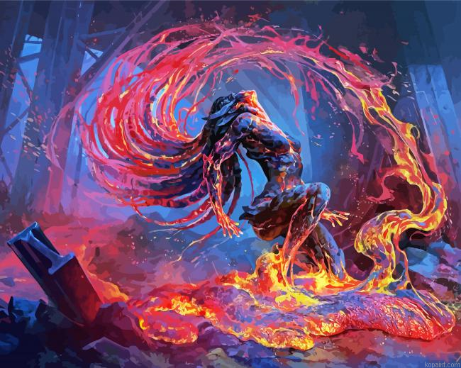 Burning Lava Woman Painting By Numberss.png