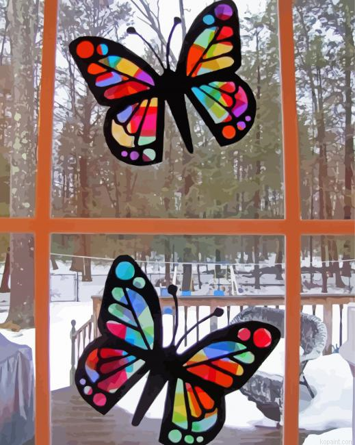 Butterflies Sun Catcher Paint By Numbers