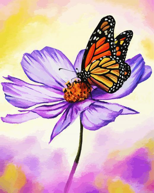 Butterfly On Cosmos Paint By Numbers.png