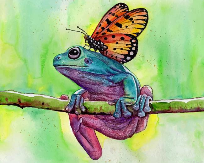 Butterfly On Frog Painting By Numberss.png