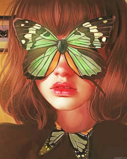Butterfly On Girl Face New Painting By Numberss.png