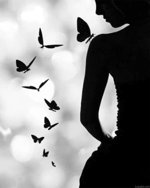Butterfly Woman Silhouette Women Painting By Numberss.png