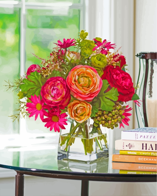 Cabbage Rose Bouquet In Vase Painting By Numberss.png