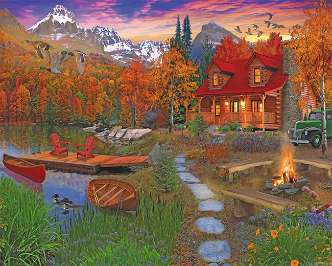 Cabin In The Fall Painting By Numberss.png