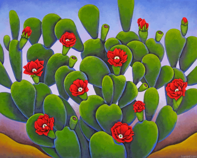 Cactus And Roses Painting By Numberss.png