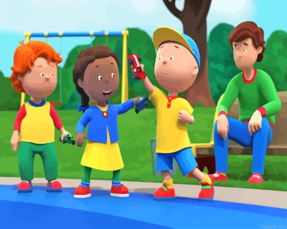 Caillou Playing With His Friends Paint By Numbers