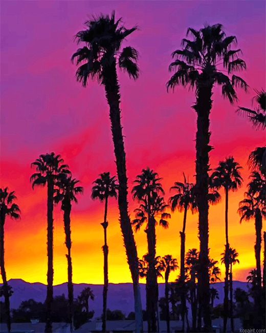 California Palm Tree Sunrise New Painting By Numberss.png