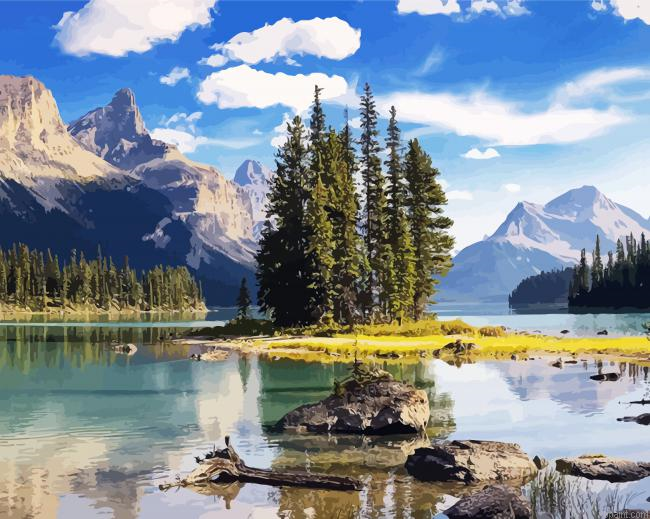 Canada Maligne Lake Landscape Painting By Numberss.png