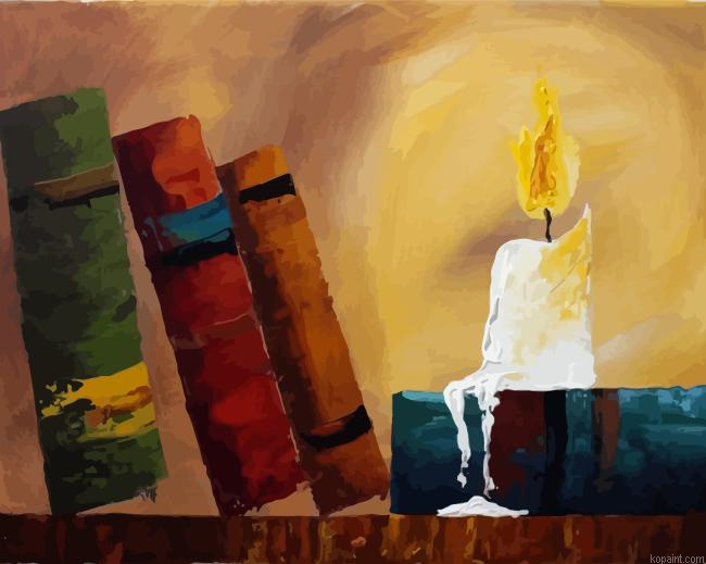 Candle Books Abstract Painting By Numberss.png
