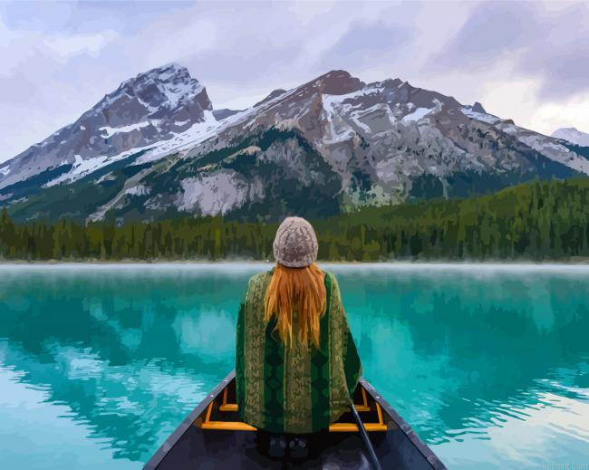 Canoeing In Maligne Lake Painting By Numberss.png