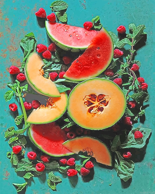 Cantaloupe Basil And Watermelon Berry New Painting By Numberss.png