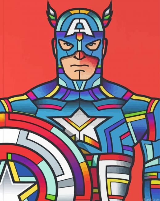 Captain America Pop Art Hero Painting By Numberss.png