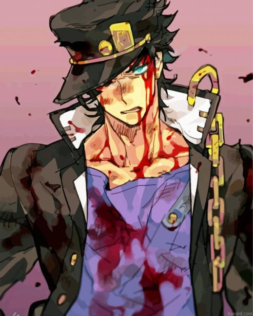 Captain Jotaro Kujo Blood Paint By Numbers