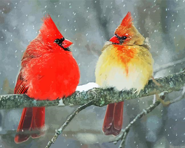 Cardinals Birds In Winter Painting By Numberss.png