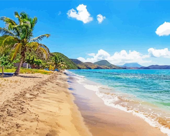 Caribbean Beach Saint Kitts And Nevis Painting By Numberss.png