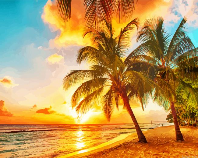 Caribbean Island At Sunset Paint By Numbers.png