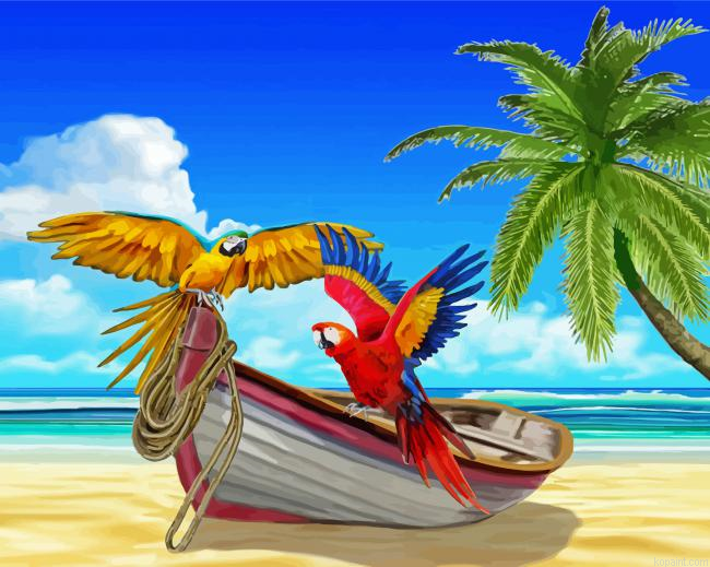 Caribbean Ocean Parrots Paint By Numbers