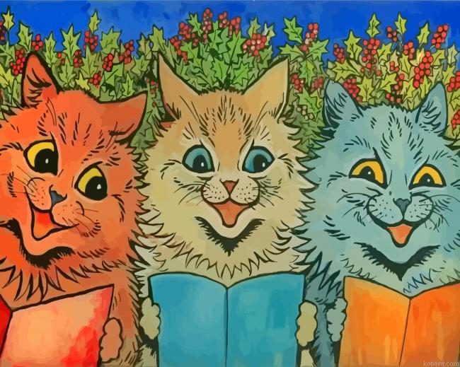 Carol Singing Cats By Louis Wain Painting By Numberss.png