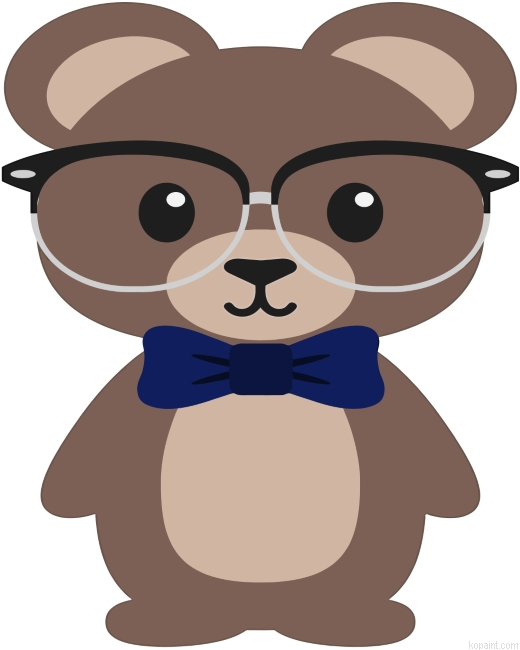 Cartoon Bear With Glasses Painting By Numberss.png
