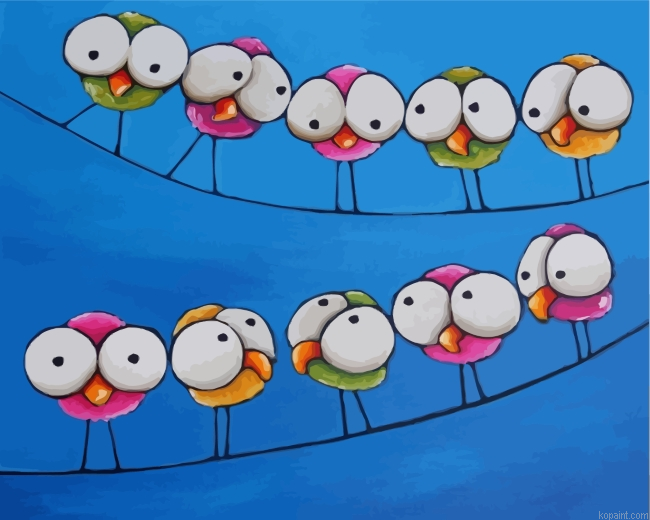 Cartoon Birds On Wire Painting By Numberss.png