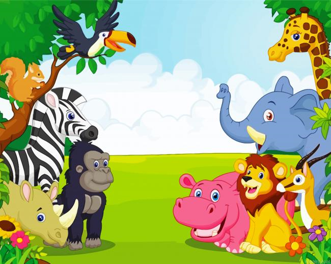 Cartoon Jungle Safari Painting By Numberss.png
