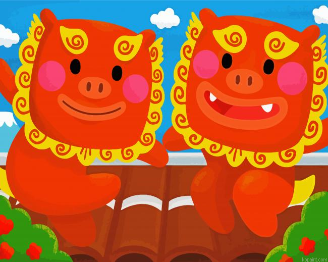 Cartoon Komainu Painting By Numberss.png