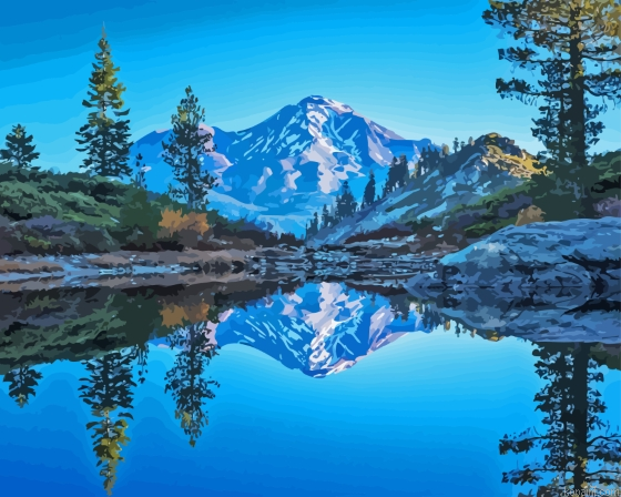 Cascade Range Reflection Painting By Numberss.png