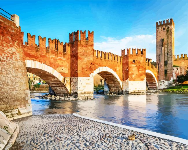 Castel Vecchio Bridge Verona Italy Painting By Numberss.png
