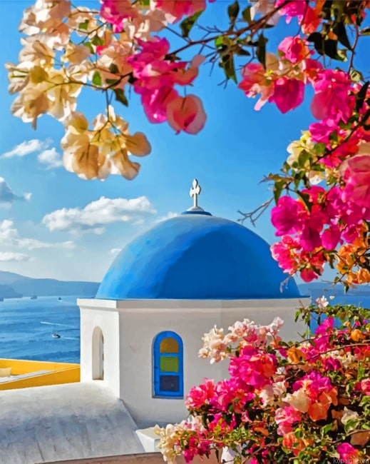 Castle Of Oia Greece Cities Painting By Numberss.png